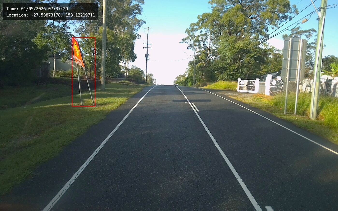 AI detection example: Deformed signage